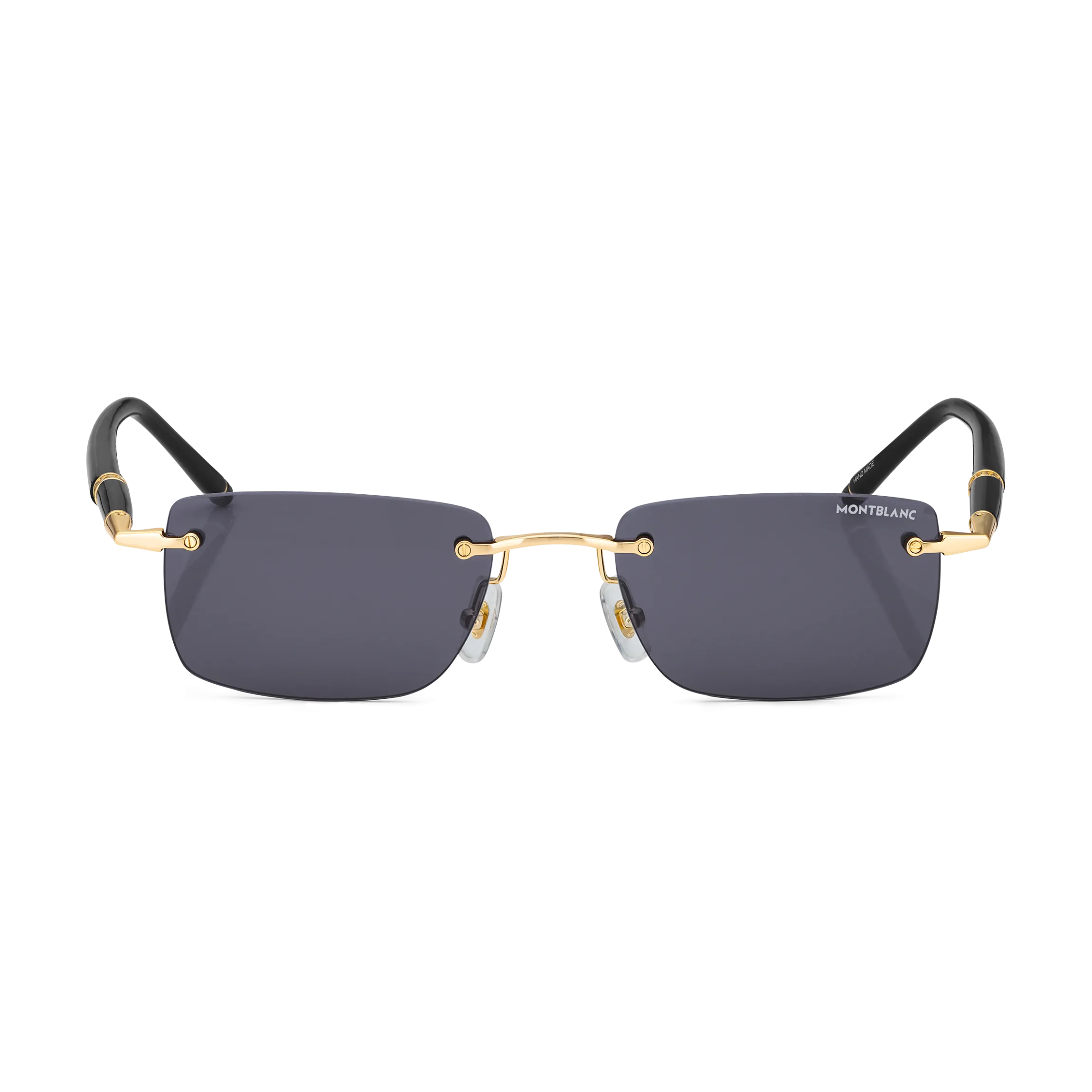 Rectangular Sunglasses with Gold-Colored Metal Frame