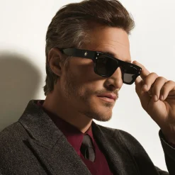 Rectangular Sunglasses with Black Coloured Acetate Frame