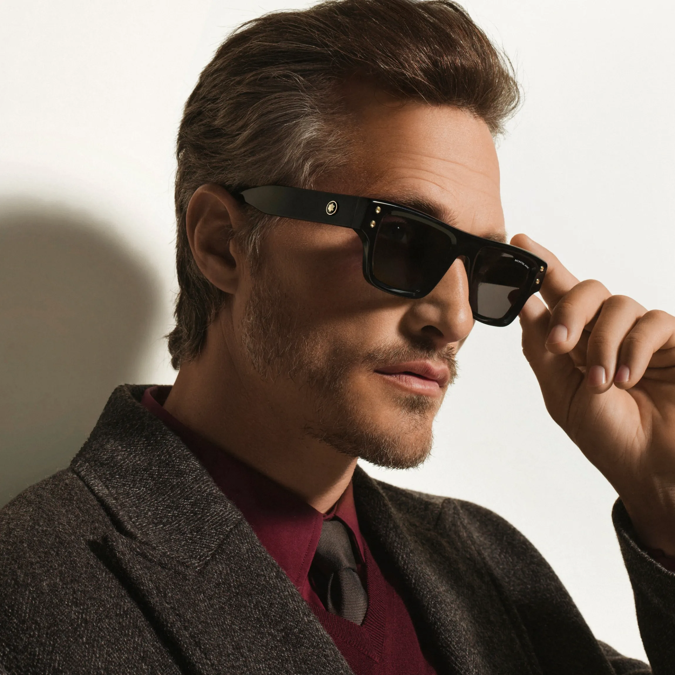 Rectangular Sunglasses with Black Coloured Acetate Frame
