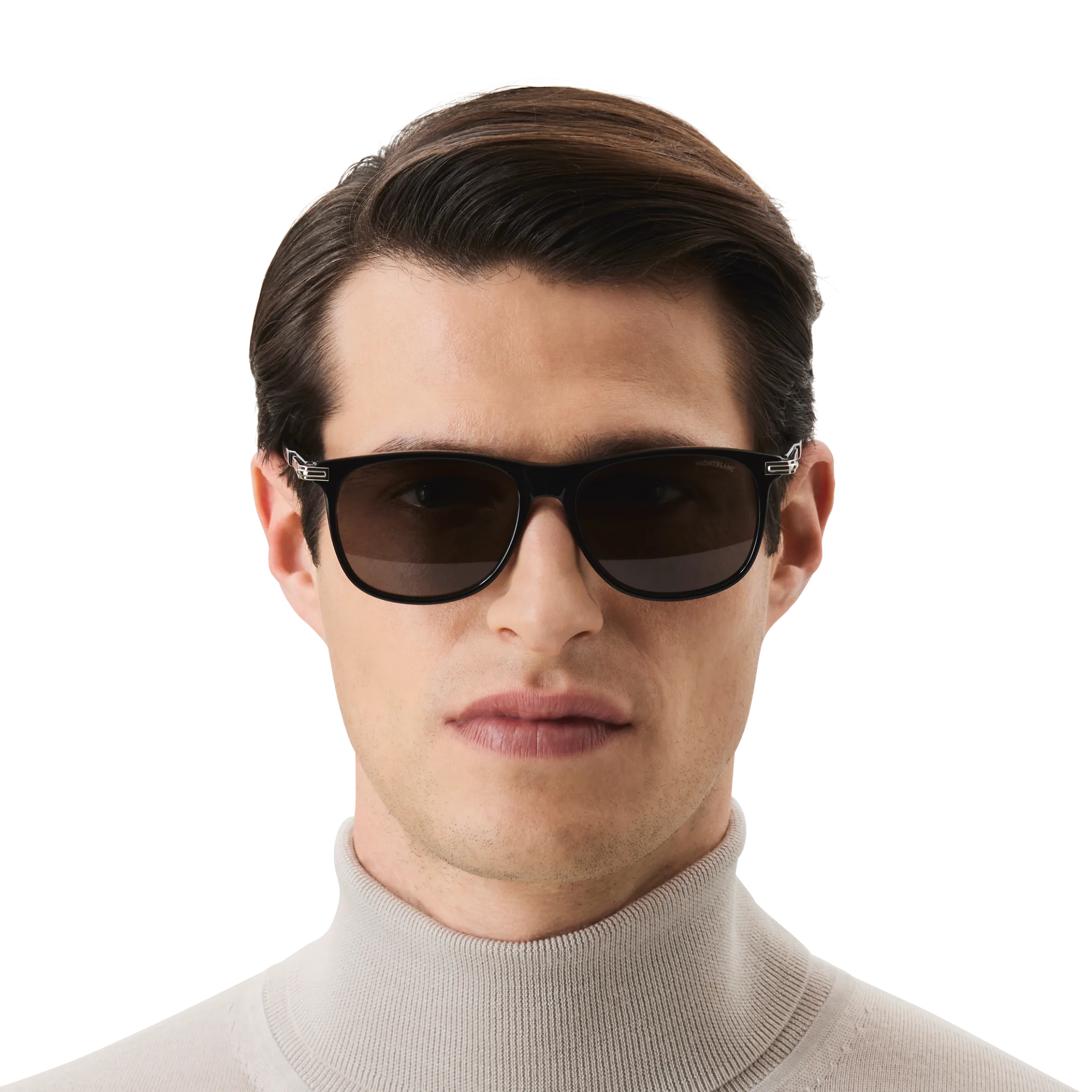 Rectangular Sunglasses with Black-Colored Acetate Frame