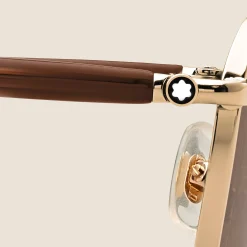 Rectangular Sunglasses with Gold Col Metal Frame