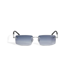 Rectangular Sunglasses with Silver Col Metal Frame