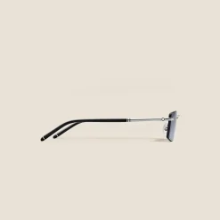 Rectangular Sunglasses with Silver Col Metal Frame