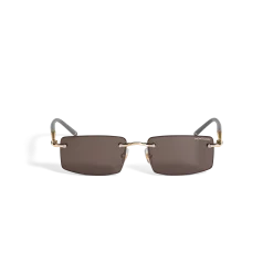 Rectangular Sunglasses with Gold Col Metal Frame