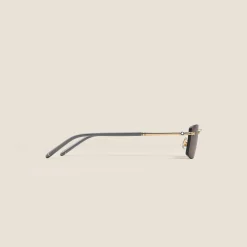 Rectangular Sunglasses with Gold Col Metal Frame