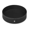 Round desk tray in black leather (Large)