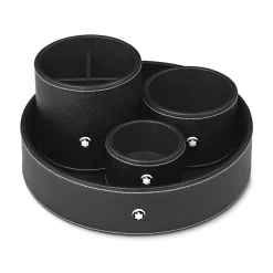 Round pen holder in black leather