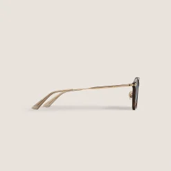 Round Sunglasses with Havana Acetate Frame