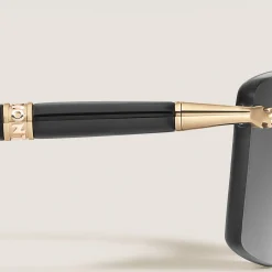 Squared Sunglasses with Gold-Colored Metal Frame