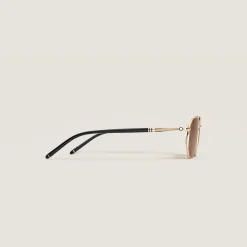 Squared Sunglasses with Gold-Colored Metal Frame