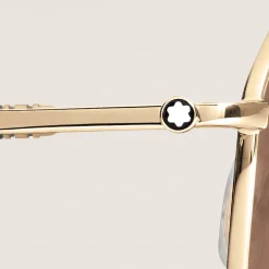 Squared Sunglasses with Gold-Colored Metal Frame