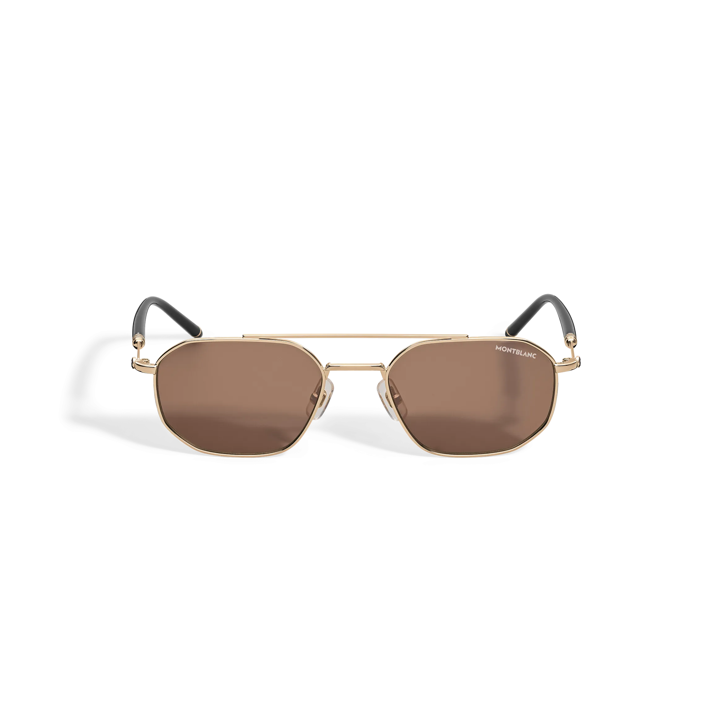 Squared Sunglasses with Gold-Colored Metal Frame