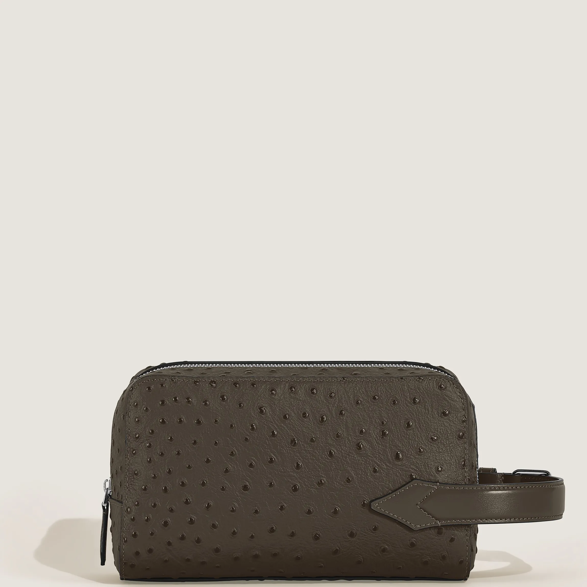 Toiletry Clutch in Ostrich-Embossed Leather