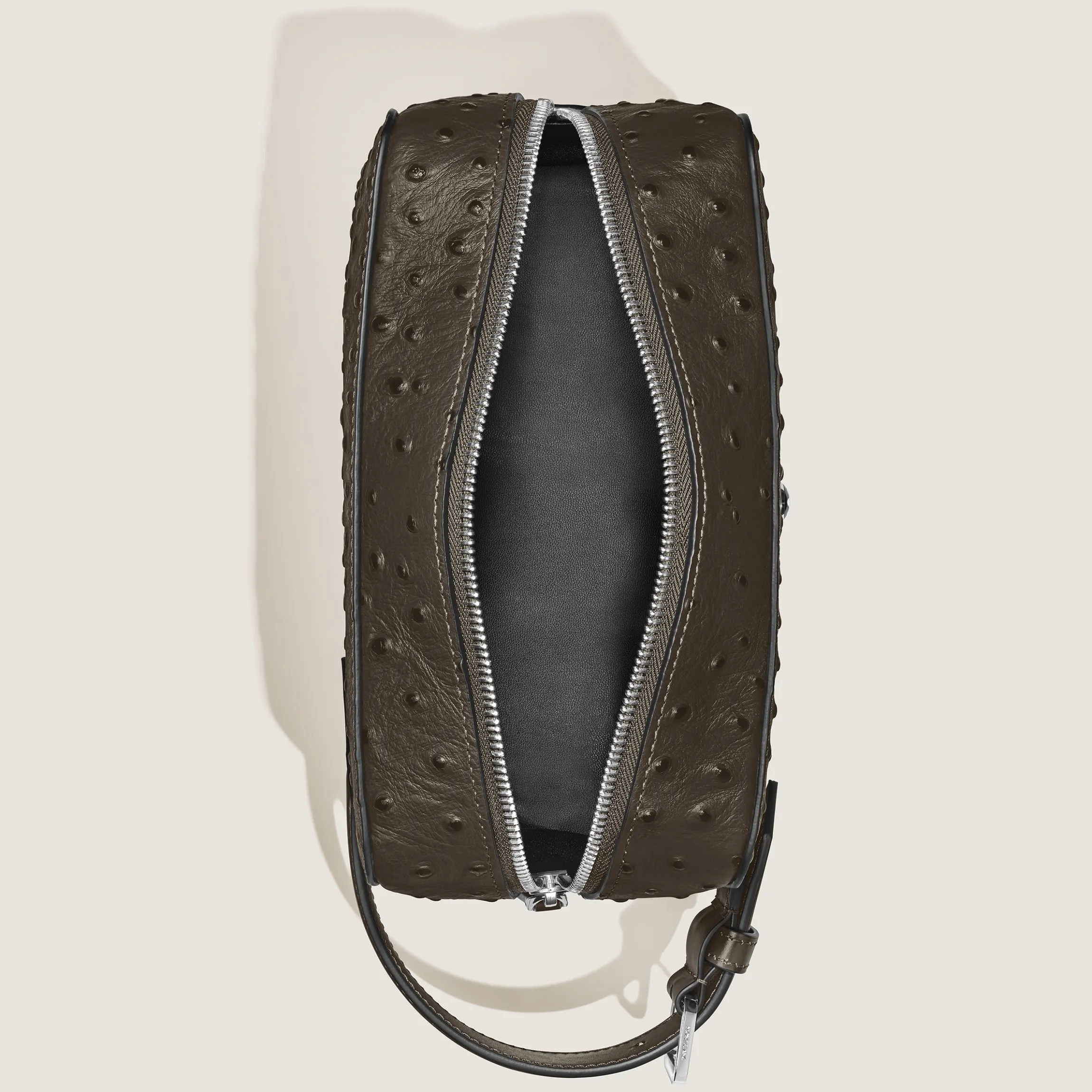 Toiletry Clutch in Ostrich-Embossed Leather