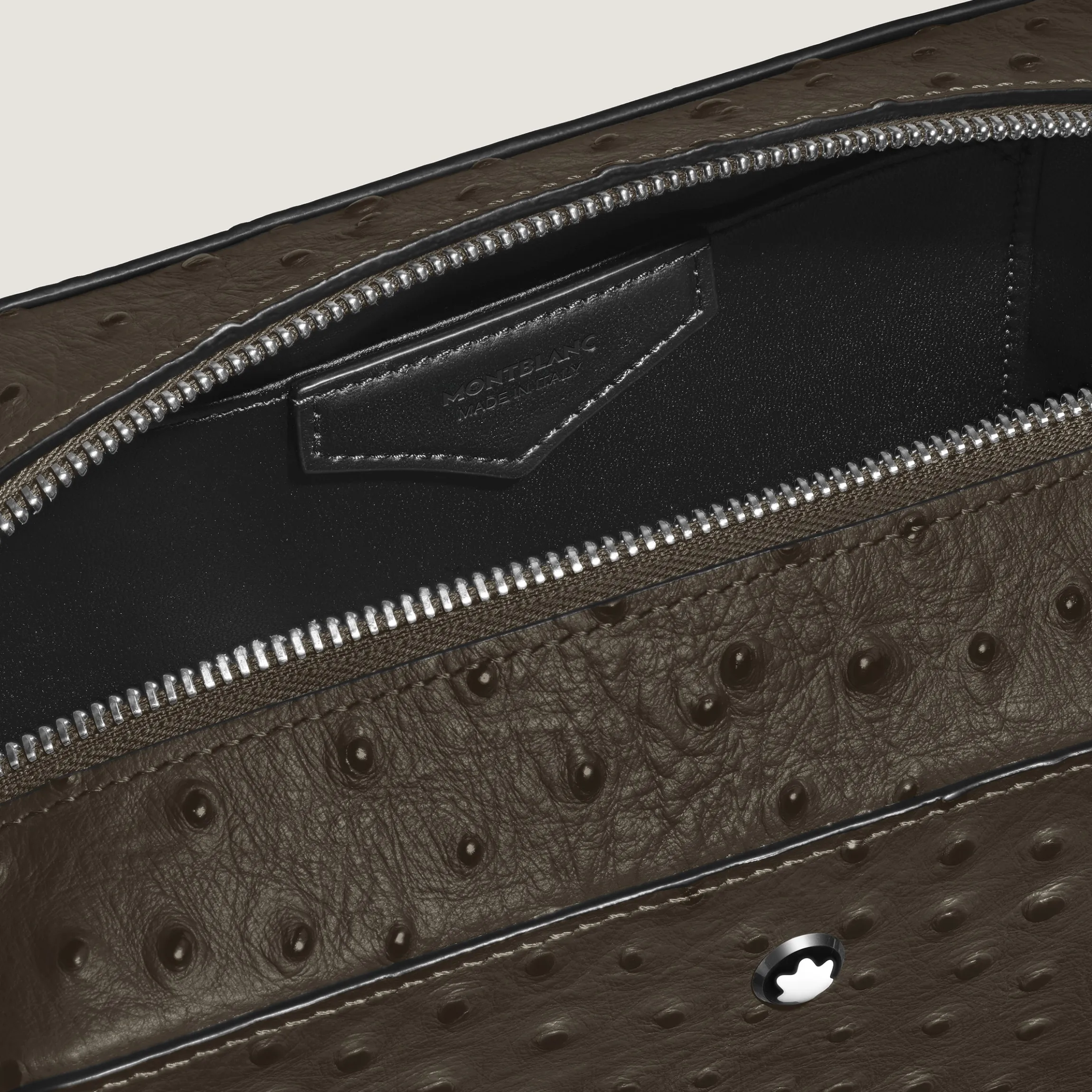 Toiletry Clutch in Ostrich-Embossed Leather
