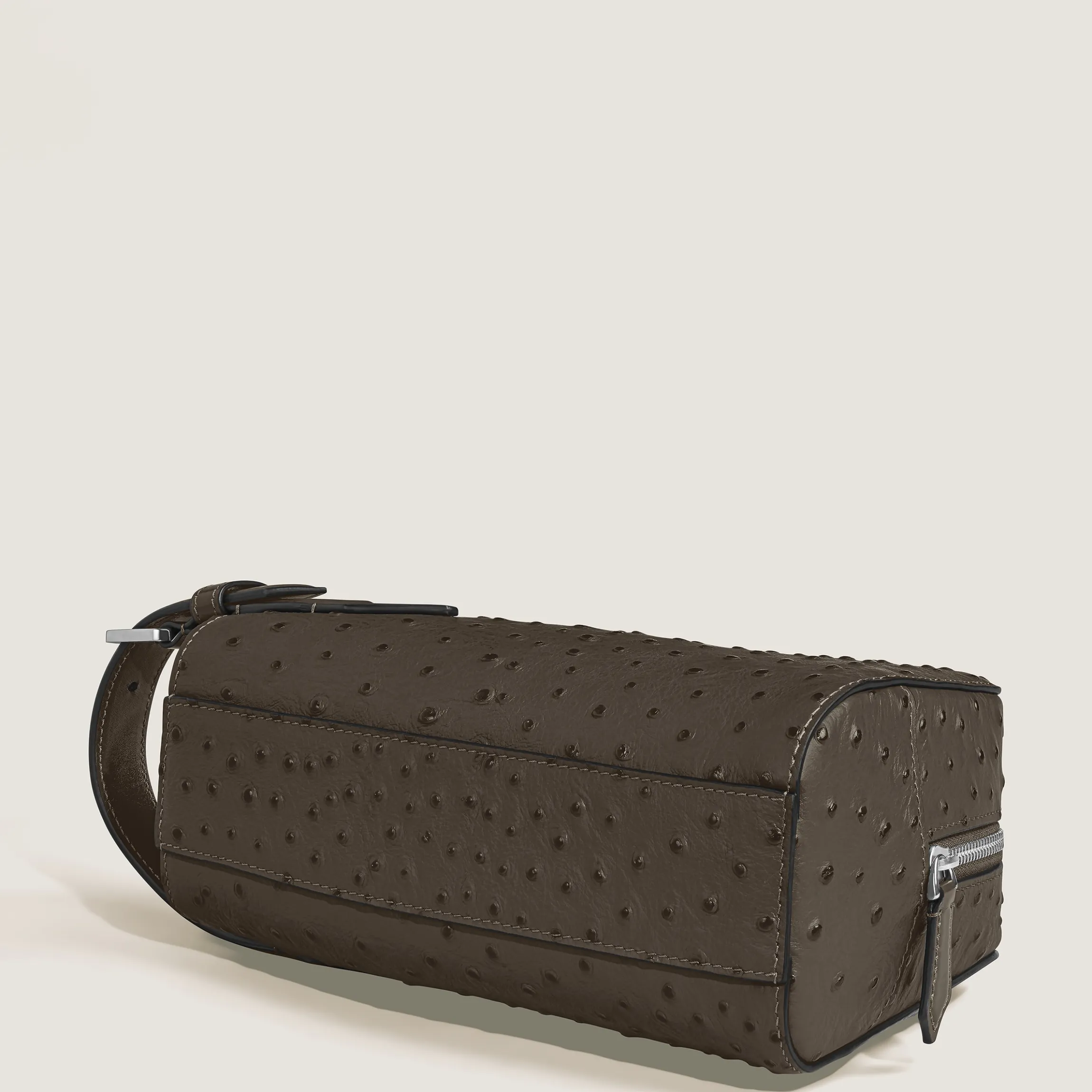 Toiletry Clutch in Ostrich-Embossed Leather