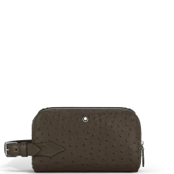 Toiletry Clutch in Ostrich-Embossed Leather