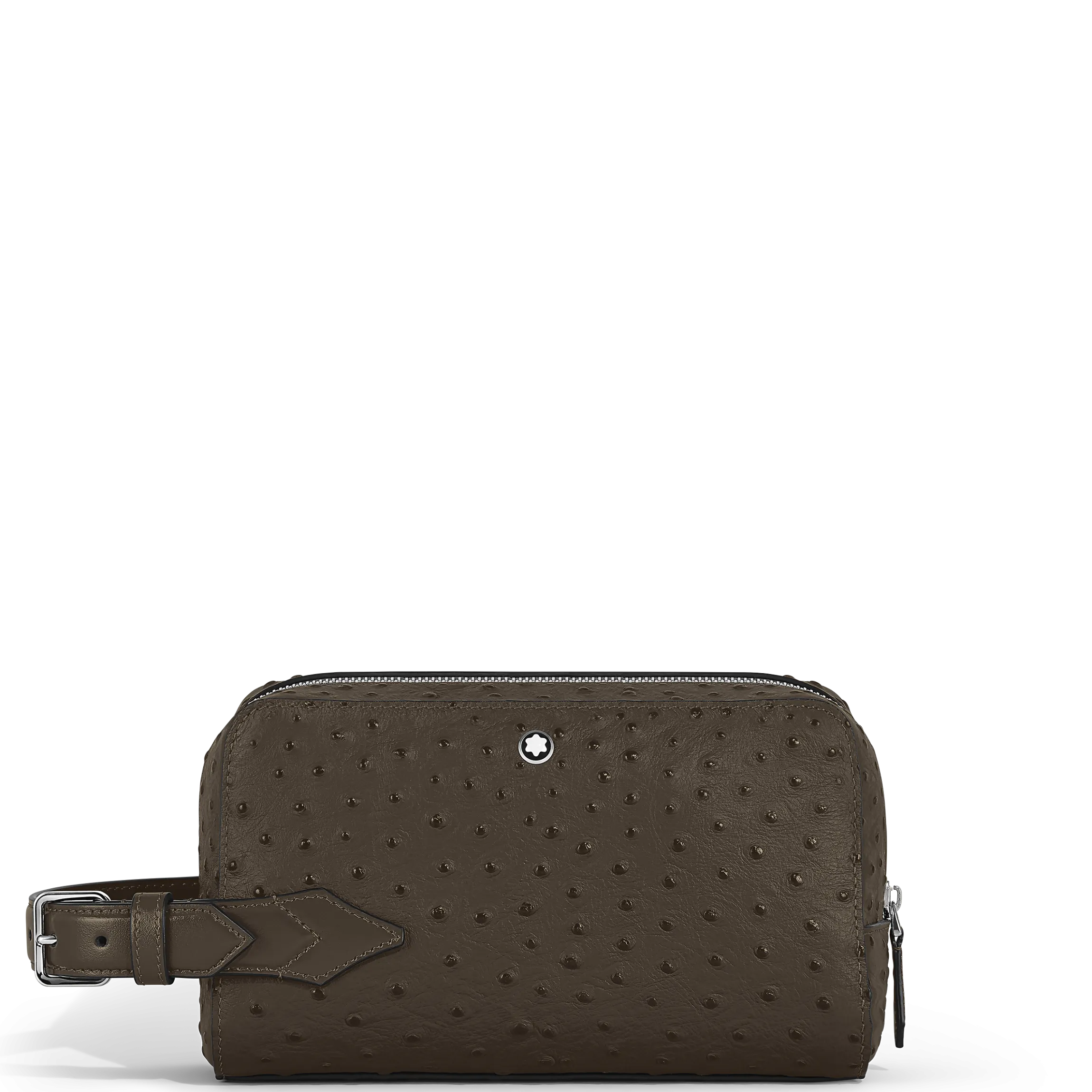 Toiletry Clutch in Ostrich-Embossed Leather