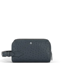 Toiletry Clutch in Ostrich-Embossed Leather